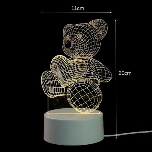 GAME FIGURINE TEDDY BEAR HEART 3D EXTRALINK NIGHT LAMP