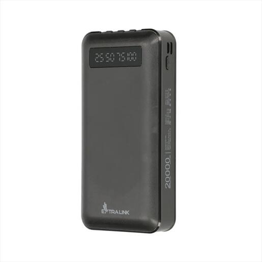 POWER BANK EXTRALINK EPB-084 20000mAh w/digital display, Dual input (Micro-USB, USB-C) /output( USB-A), x4 cables included (USB-A, microUSB, Type-C, Lightning), Black