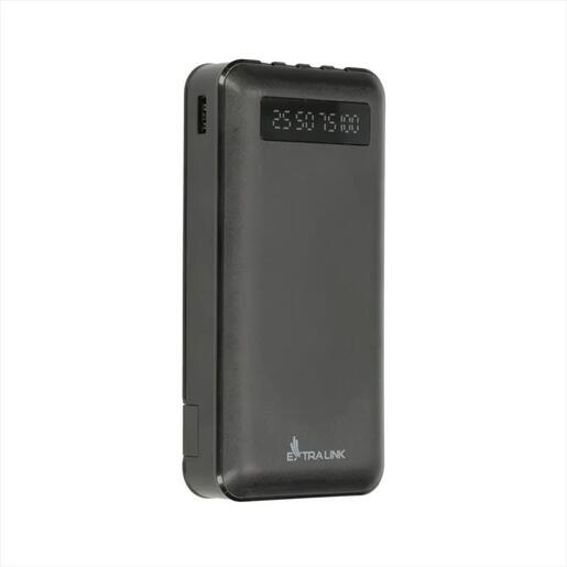 POWER BANK EXTRALINK EPB-084 20000mAh w/digital display, Dual input (Micro-USB, USB-C) /output( USB-A), x4 cables included (USB-A, microUSB, Type-C, Lightning), Black