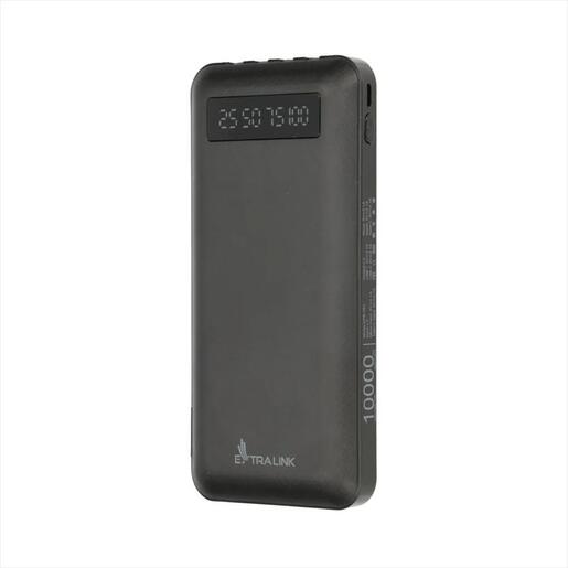 POWER BANK EXTRALINK EPB-083 10000mAh w/digital display, Dual input (Micro-USB, USB-C) /output( USB-A), x4 cables included (USB-A, microUSB, Type-C, Lightning) Black