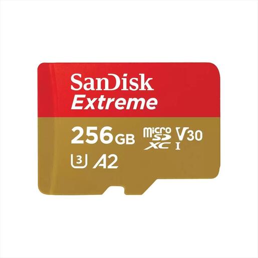 MEMORY CARD SANDISK MICRO-SDXC UHS-I 256GB EXTREME C10 w/adapter 190mb/s V30, U3, SDSQXAV-256G-GN6MA
