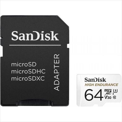 MEMORY CARD SANDISK High Endurance MICRO-SDXC UHS-I 64GB A1C10 w/adapter 100mb/s SDSQQNR-064G-GN6IA
