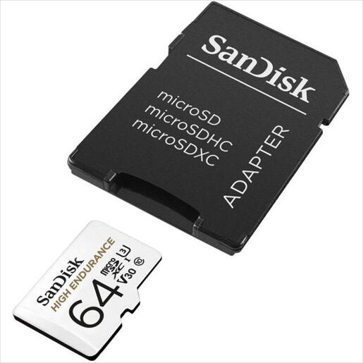 MEMORY CARD SANDISK High Endurance MICRO-SDXC UHS-I 64GB A1C10 w/adapter 100mb/s SDSQQNR-064G-GN6IA