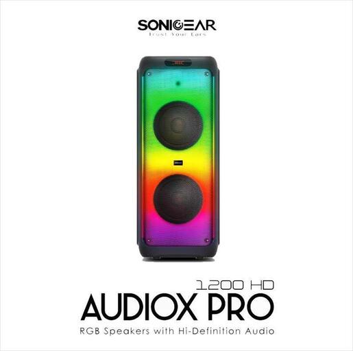 SPEAKERS KARAOKE BLUETOOTH SONICGEAR AudioX Pro 1200HD PORTABLE SPEAKER 220W (up to 3,5 hours) w/2 UHF Wireless microphone, lightning efect