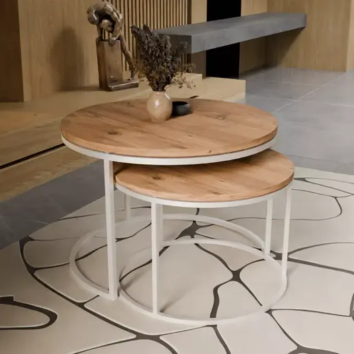 321-000111 Сет клуб маси Solme Бела-Природно дрво