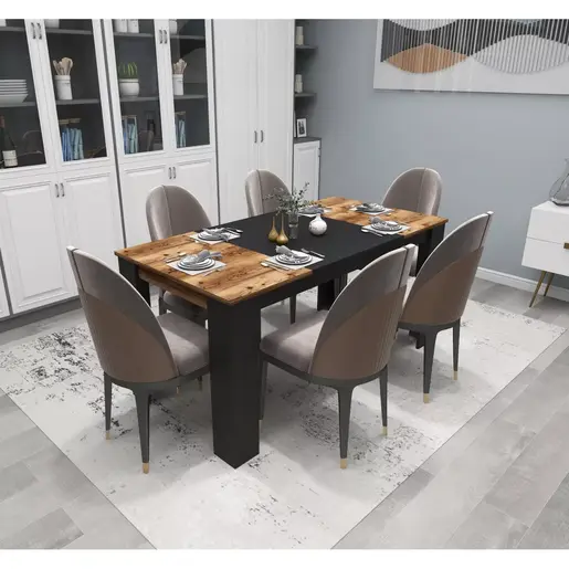 550ARN3107 Трпезариска маса Line - Light Walnut, Black