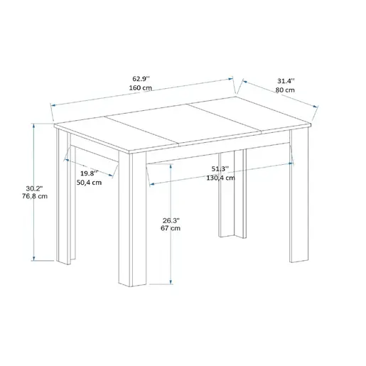 550ARN3107 Трпезариска маса Line - Light Walnut, Black