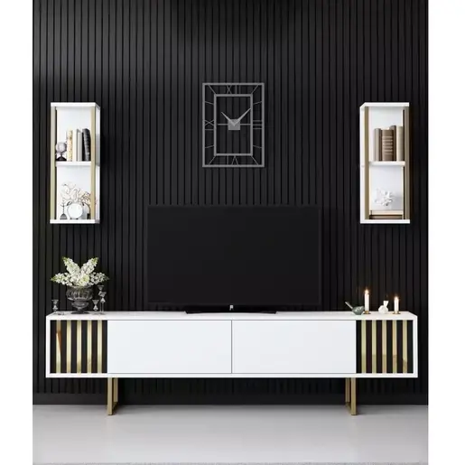 618BLY1146 Тв Комода Ternate White Black