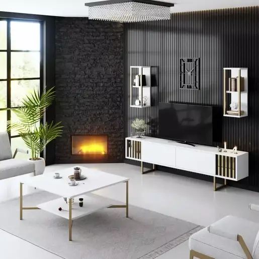 618BLY1146 Тв Комода Ternate White Black