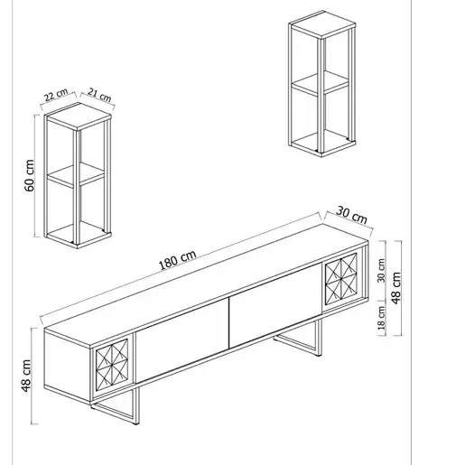 618BLY1146 Тв Комода Ternate White Black