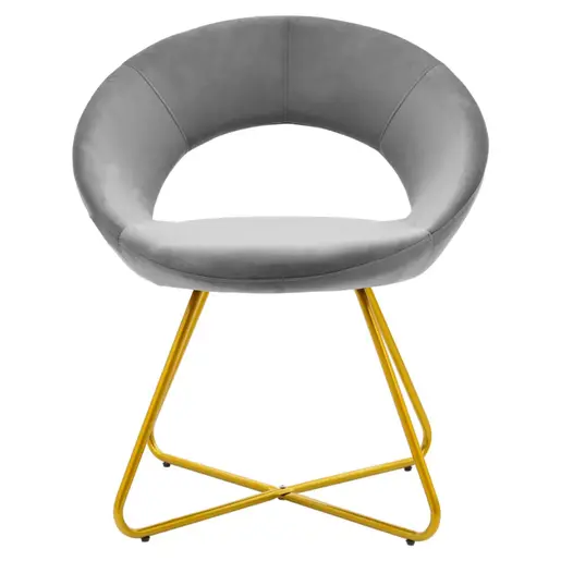 127-000133 Стол Валентина метален златен со кадифе сиво