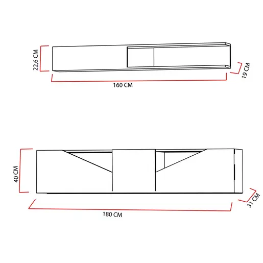 788DEC3066 Тв комода Taç - Walnut, Black
