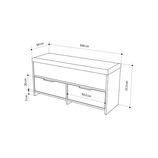 855DTE5163 Плакар за претсобје Cove Shoe Bench - Hitit