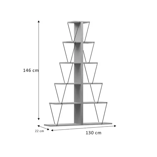 225-000042 Полица за книги mini Tars Бела 130x22x146cm