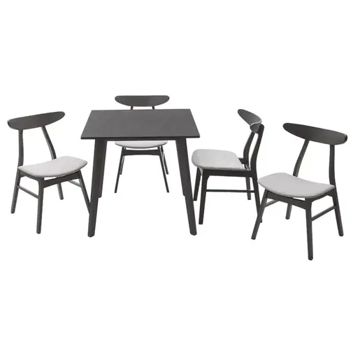 200-000179 Трпезариски сет Benson - Orlean 5 парчиња 80x80x75см во рустикална сива - сива ткаенина