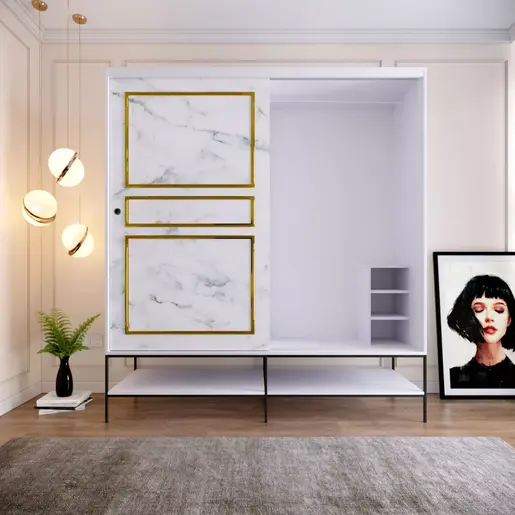 801CMY3445 Плакар Martin 190 - White, Black, Gold