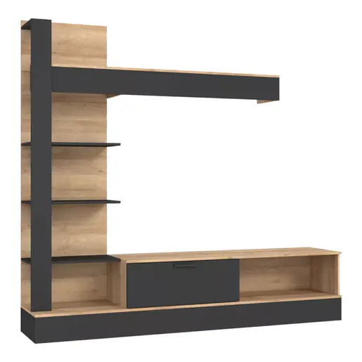 318-000010 Сет за дневна соба Dranko црна-даб 205x41.5x192cm