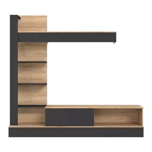 318-000010 Сет за дневна соба Dranko црна-даб 205x41.5x192cm