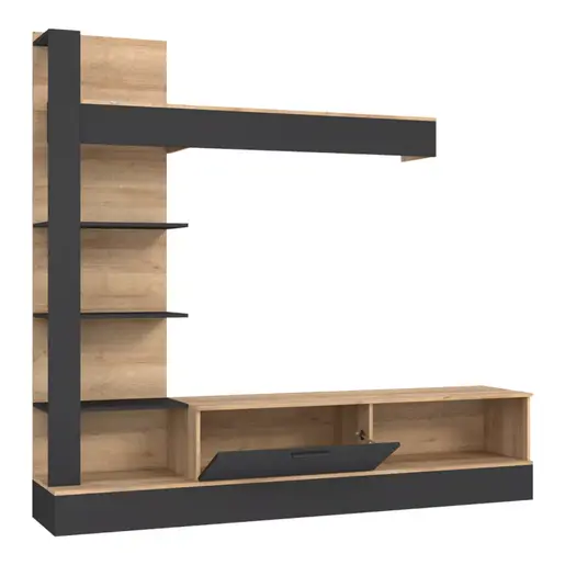 318-000010 Сет за дневна соба Dranko црна-даб 205x41.5x192cm