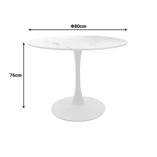 029-000370 Balou трпезариска маса бела MDF-мермер изглед
