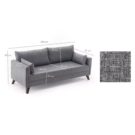 825BLC1499 Софа Bella Sofa For 3 Pr - Grey
