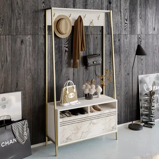 788DEC4016 Метална закачалка Кармен бела