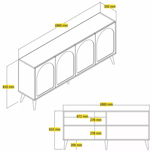 845HCT5534 Комода Lyon 81 - Cream, Walnut