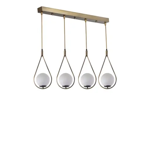 846STL2872 Лустер Damla 4 Lü Sıralı Beyaz Camlı Eskitme Sarkıt