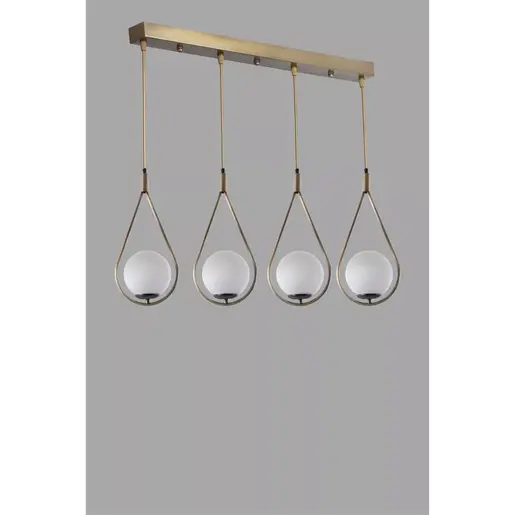 846STL2872 Лустер Damla 4 Lü Sıralı Beyaz Camlı Eskitme Sarkıt