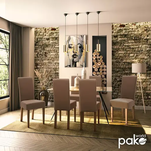 047-000032 Стол Ditta со светло кафена - дрвени ногарки орев