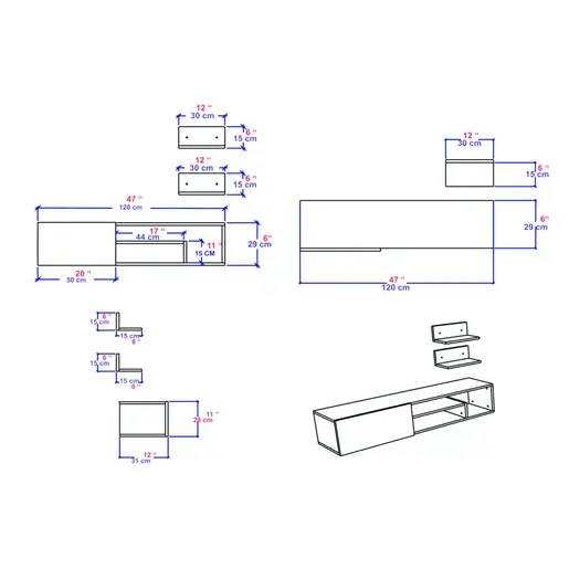 788DEC3021 ТВ Комода Zeplin - White