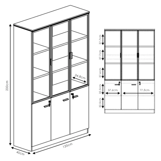 246-000010 Oscar полица со стаклени врати орев-антрацит