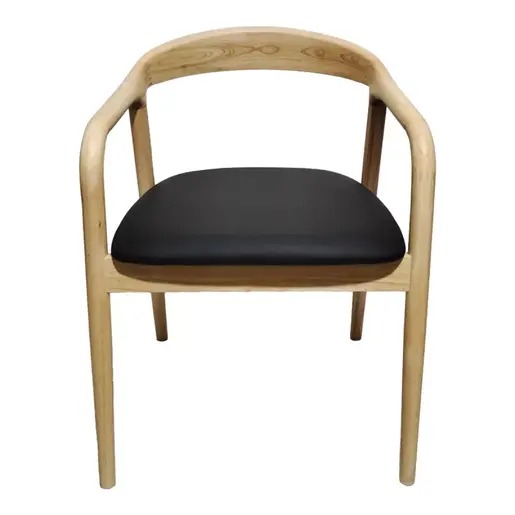 382-000007 Hogie фотелја природно дрво со PU перница црна