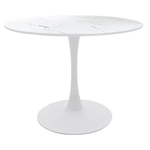 200-001012 Aurora-Балу I к трпезариски сет од 5 парчиња- во бела мермерна боја D120x75cm