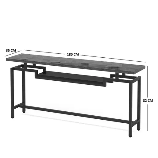 197-000295 Onole конзола во мермерен изглед - златен метал 180x35x82cm