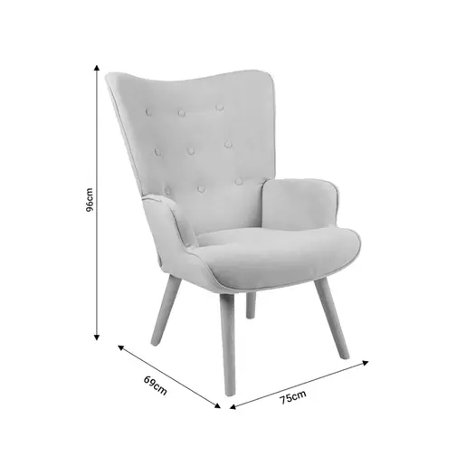 255-000020 Фотелја Fluffy  светло сива - крем