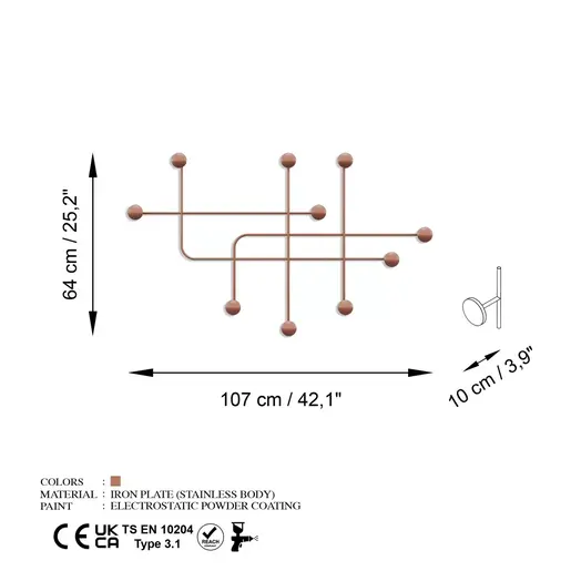 494PYT1142 Метална ѕидна закачалка Samara-C