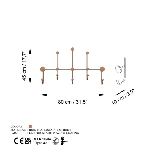 494PYT1140 Метална ѕидна закачалка Iyon-C