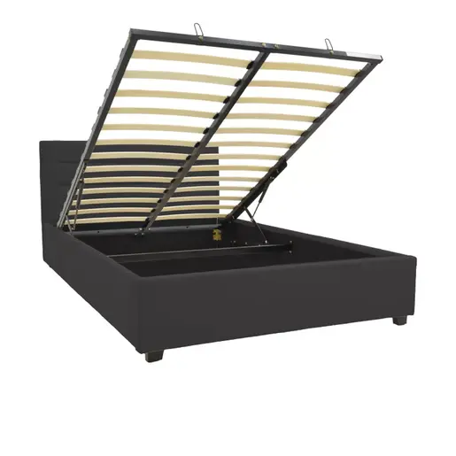 006-000057 Molito pakoworld velvet bed in black shade with storage space 120x200cm
