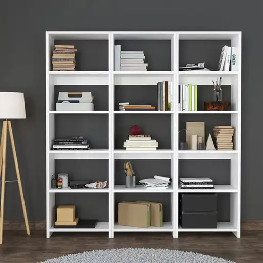 197-000279 Полица за книги Rabuku – Бела 146x22x123cm