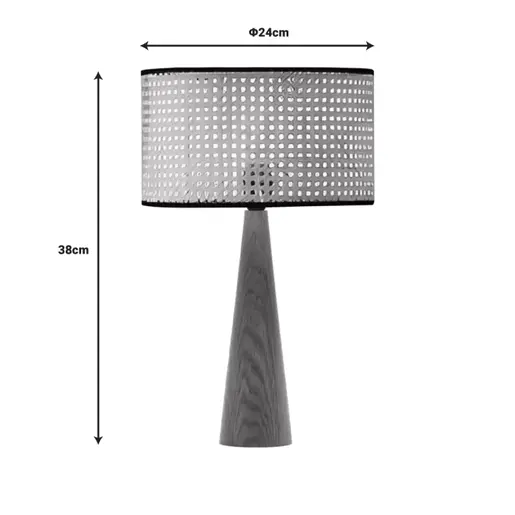 202-000130 Retroa ламба буково дрво-ратан природна