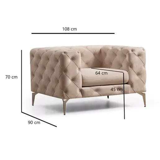 071-001288 PWF-0579 фотелја екрю ткаенина