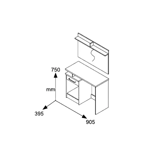 123-000040 Тоалетна маса со огледало Olympus во венге боја