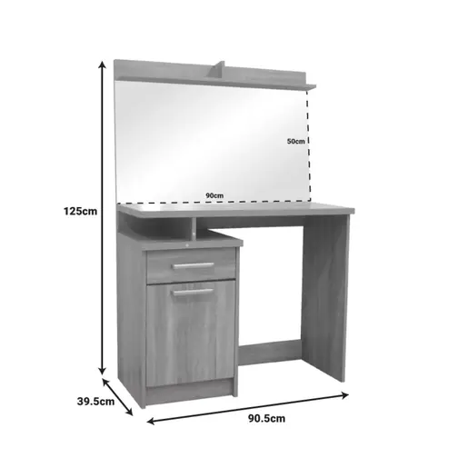 123-000234 Тоалетна маса со огледало Olympus во светло дабова боја 90.5x39.5x75cm