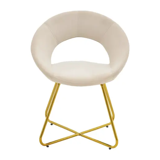 127-000168 Стол Валентина беж кадифе-златни ногарки 65x60x82εκ