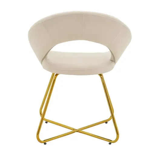 127-000168 Стол Валентина беж кадифе-златни ногарки 65x60x82εκ