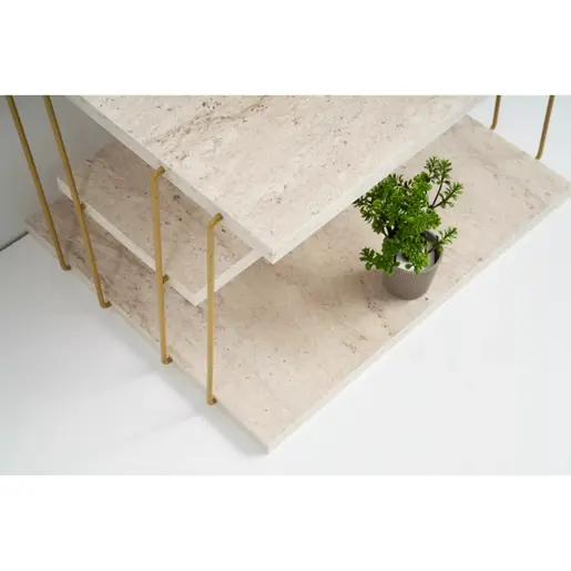 854KLN4761 Помошна масичка Lifon - Gold, Travertine