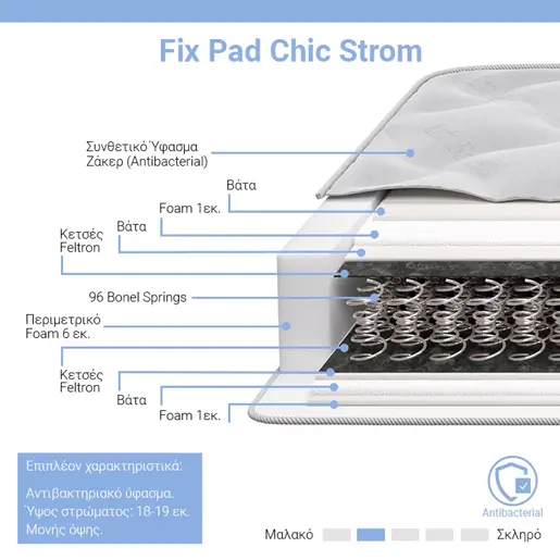 207-000001 Душек Fix Pad Chic Strom 90x190χcm