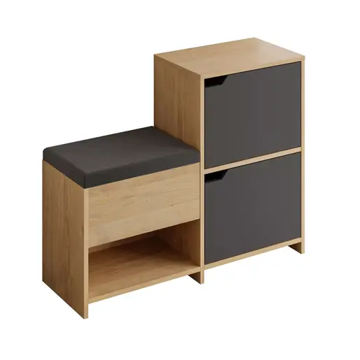 855DTE5167 Плакар за претсобје Haven Shoe Bench - Oak, Anthracite