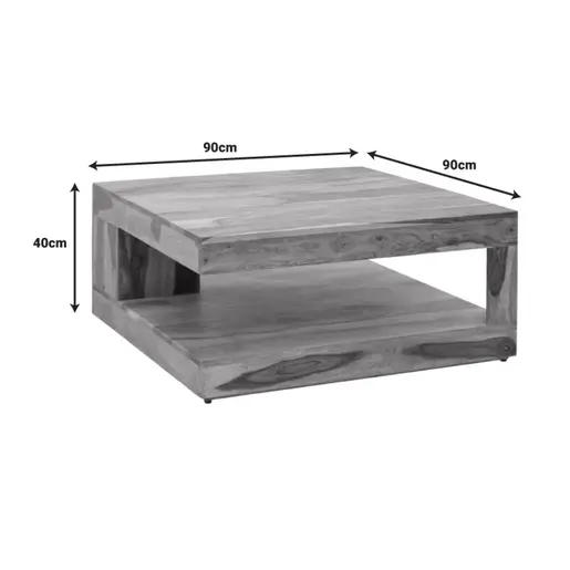 376-000014 Клуб маса Stolic – метална рамка и природно дрво 90x90x40см